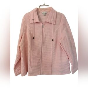 CJ Banks Pink Waffle Knit Lightweight Jacket Spring Plus Size 1X ( Like New)